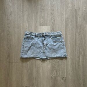 Denim Distressed Mini Skirt